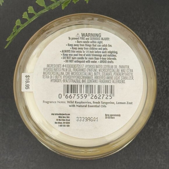BBW Raspberry Tangerine White Barn Bath & Body Works Single Wick Candle - Picture 10 of 10